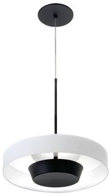 Pendente Bol Ø32X32Cm Rebatedor Em Vidro E Metal Alumínio 01Xled 9W 27... (PRETO, CRISTAL (Transparente))