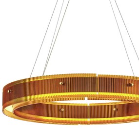 Pendente Fluted Circular Ø60Cm Led 15W 3000K Bivolt Alumínio Dourado V...