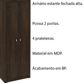 Armário Estante Alto para Escritório Home Office ME4105 MDP Rustico G69 - Gran Belo