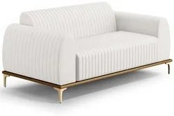 Sofá 180cm 3 Lugares Base Gold Molino D06 PU C-12 Branco - Mpozenato