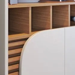 Balcão Buffet e Cristaleira com Adega Madrid C05 Off White Matte/Freij