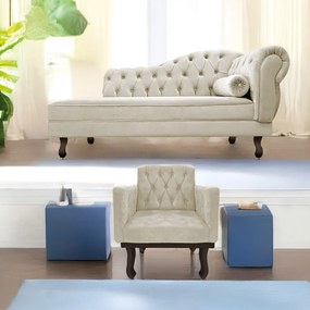 Kit Diva Recamier Diana 140cm Lado Esquerdo e 01 Poltrona Classic Linho - ADJ Decor