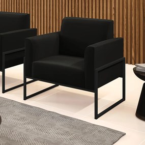 Poltrona Base Industrial Alta Preto Marisa Suede - Preto