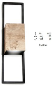 Arandela Coneto Retangular Central 6,5X15X60Cm 2Xmr16 - Old Artisan Ar... (COBRE FOSCO)
