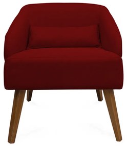 Kit 2 Poltronas Decorativas Lara Pés de Madeira Suede Bordô - Sheep Estofados - Vermelho escuro