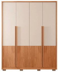 Guarda Roupa Solteiro Space com 4 Portas de Bater 3 Gavetas MDF Freijo/Offwhite G11 - Gran Belo