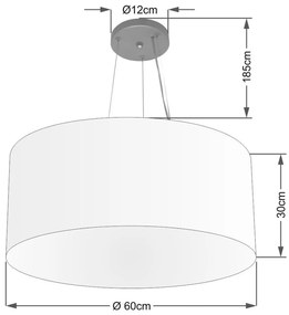Lustre Pendente Cilíndrico Md-4074 Cúpula em Tecido 60x30cm Café - Bivolt