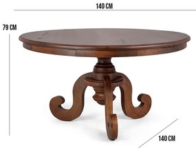 Mesa Redonda Sala de Jantar 6 Lugares Mariah 140cm Pé Torneado Canela G04 - Gran Belo