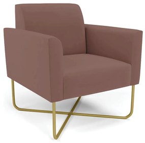 Poltrona Base X Industrial Dourado Marisa Veludo D03 - D'Rossi - Rose