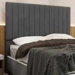 Cabeceira Cama Box Solteiro 90cm Estofada Plutus Linho Grafite Z04 - M