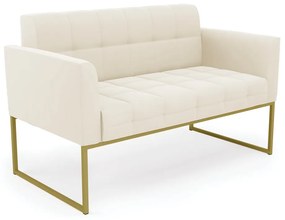 Sofá Namoradeira Elisa Veludo Base Metálica Industrial Dourado - D'Rossi - Bege