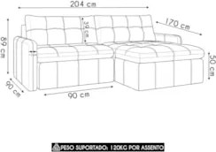 Sofá Retrátil 3 Lugares Para Sala 204cm Elios Couro Telha Z55 - Mpozen