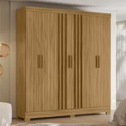 Guarda Roupa Casal 195cm Ripado Arlon Z17 Freijó - Mpozenato
