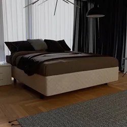 Base Box para Cama Casal 138x188cm Liz S05 Suede Bordado Bege - Mpozen