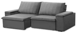 Sofá Retrátil Reclinável 3 Lugares 225cm Baluart F05 Veludo Prata - Mp
