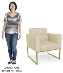 Sofá Namoradeira e 1 Poltrona Base Industrial Dourado Ana Veludo Luxo