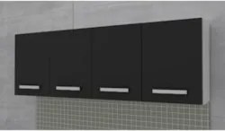 Kit 2 Armários Aéreos Panamá 4 Portas 160cm Branco/Preto - Lumil Móvei