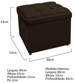 Calçadeira Copenhague 90 cm Solteiro Corano Marrom - ADJ Decor