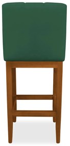 Banqueta Alta Sueli Base Madeira Maciça Estofada Suede Verde Bandeira