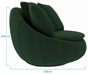 Poltrona Decorativa Redonda Giratória Glória Veludo Verde - Sheep Estofados - Verde escuro