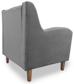 Poltrona Decorativa Munique Pés Palito Suede Cinza - Sheep Estofados
