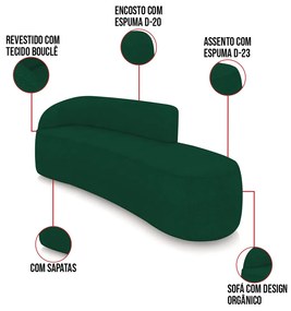 Sofá 4 Lugares Orgânico 220cm Morgan e 2 Poltronas Lua Bouclê D03 - D'Rossi - Verde