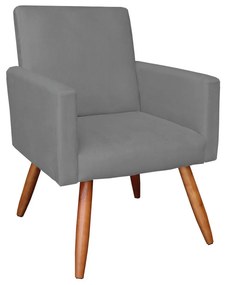 Poltrona Nina Suede Grafite Pés Palito Castanho M11 - D'Rossi