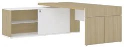 Mesa Diretor em L com Tomada 183x202cm Corp A06 Carvalho/Branco - Mpoz