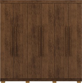 Guarda Roupa Casal Doral 218cm 6 Portas de Bater 2 Gavetas Nogueira G98 - Gran Belo