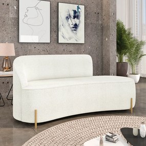 Sofá 3 Lugares Orgânico 180cm Pé Dourado Morgan Bouclê D03 - D'Rossi - Off White