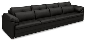 Sofá Retrátil Elétrico Sala de Estar Nolan Bipartido 379cm Conforto Premium em Couro Preto Brilho G58 - Gran Belo