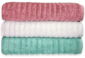 Jogo de toalha de banho 3 peças fio penteado 100% algodão - Rose/Branca/Verde Rose/Branca/Verde