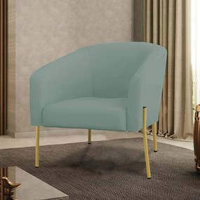 Poltrona Decorativa Pé de Ferro Dourado Stella Cotelê Ext/Veludo D03 - D'Rossi - Menta