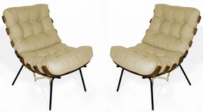 Kit 2 Poltrona Decorativa Costela Suede Nude