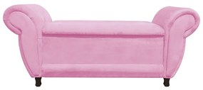 Kit 02 Recamier com Baú Itália Namoradeira Calçadeira Suede - D'Rossi - Rosa Bebê