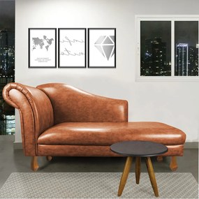 Divã Recamier Samartim 165 cm Corano Nozes Pés Retrô M11 - D'Rossi