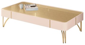 Mesa de Centro Cadenza Decorativa Pés de Aço MDP/MDF Off White/Champagne G26 - HB Móveis