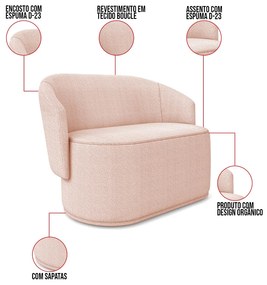Sofá 2 Lugares Namoradeira Orgânica para Sala Malu Bouclê M11 - D'Rossi - Rose
