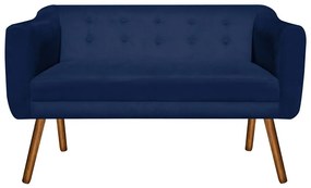 Kit 01 Namoradeira 02 Lugares e 02 Poltronas Giratória Julia Suede Azul Marinho Base Madeira MM30 D'Rossi
