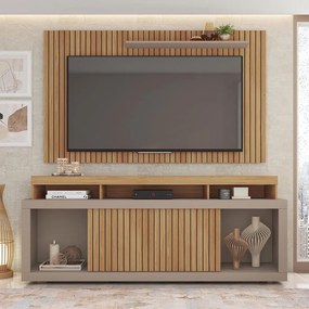 Painel TV 60 Pol 180cm e Bancada com Rodízio Sala Navel Buriti/Fendi C01 - D'Rossi
