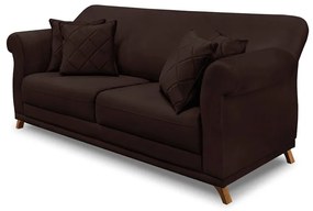 Sofá 2 Lugares Pé de Madeira Julieta 160 cm Suede S04 - D'Rossi - Café