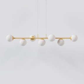 Pendente Jabuticaba Linear Long Retângular 26X20X120Cm Alumínio E Glob... (CHAMPANHE, FOSCO)