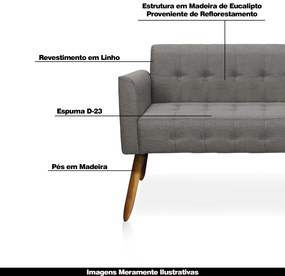 Poltrona Namoradeira Decorativa Pés Palito Karen Linho Grafite G19 - Gran Belo