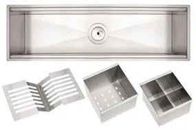 Canal Organizador em Aço Inox Tramontina para Sobrepor Scotch Brite 60x18 cm com Acessórios