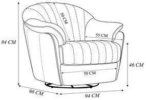 Poltrona Sala de Estar com Balanço Mars Base Giratória U270 Couro Bege Claro G49 - Idea Relax By Natuzzi Group