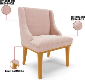 Cadeira Sala de Jantar Base Madeira Castanho Liz Bouclê D03 - D'Rossi - Rose