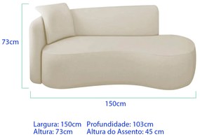 Divã Recamier Suíça Curvo Sala Recepção 150cm Ld Linho