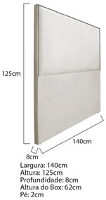 Cabeceira Casal Bali P02 140 cm para cama Box Linho - ADJ Decor