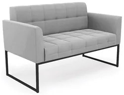 Sofá Namoradeira Base Industrial Preto Ana Suede Cinza - Ibiza