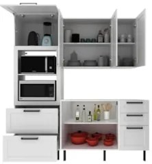 Armário Cozinha 3 Peças Balcão Com Pia CP4B Zaya Branco T01 - Mpozenat